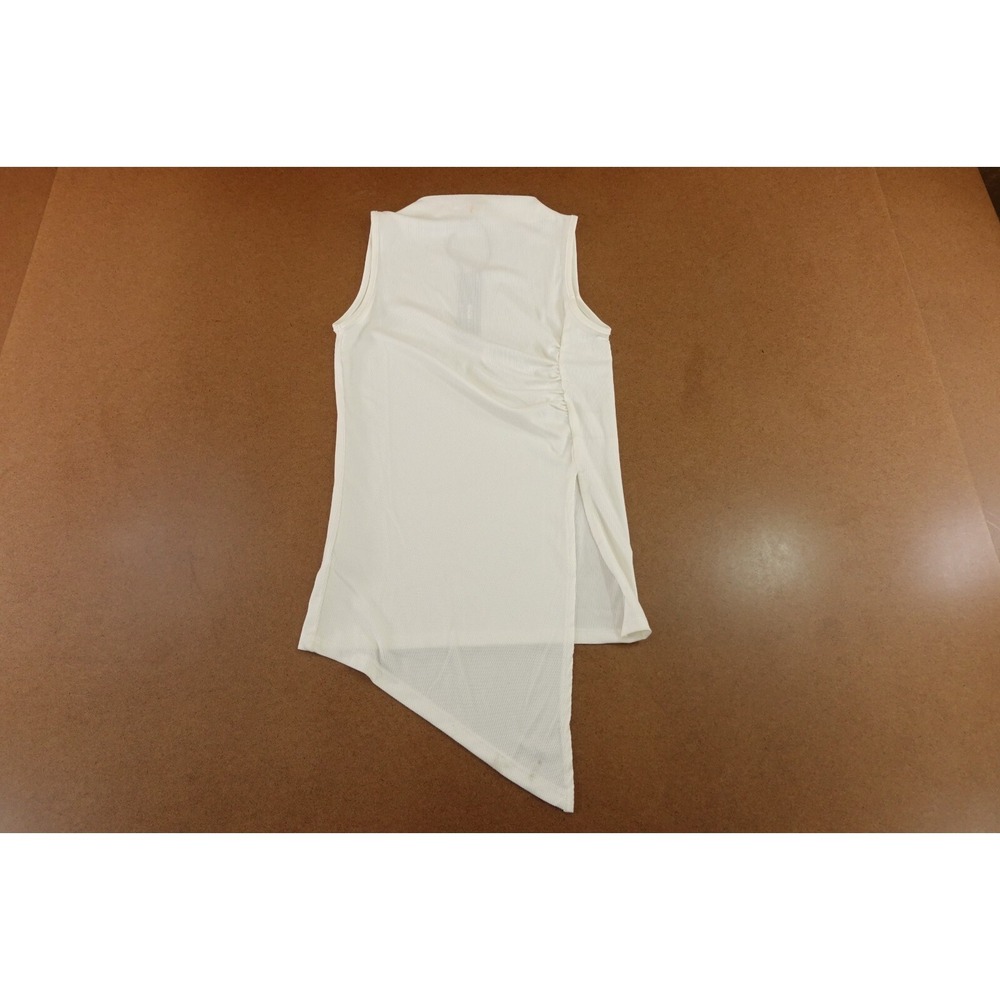 Fashion Nova Womens Small Ivory Knit Harmony Asymmetric Sleeveless Top NWT *Flaw